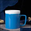 Mugs Original Tea Cup Ceramic Mug With Lid Biscuit Flower Office Gift Water Set Coffee Shop Home Drinking Utensils Drop Delivery Gar Dh23V