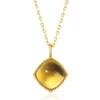 Pendentif Colliers ALLNOEL 925 Sterling Silver Pendentif Collier Pour Femmes Synthétique Citrine Jaune Gemmes Plaqué Or Élégant Fine Jewelry Cadeaux G230202