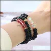 Beaded Strands 6mm Fashion Design Crystal Glass Flash Stone Bead Armband For Women Men Colorf Natural Black Matte Agate Ethnic Dro Otuhz