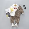 Kläderuppsättningar Baby Boy Suits Costume For Boys 3 PCS Wedding Autumn Kids Blazers Passar Formal Wear Children Set 12m- 4y