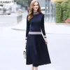 Pulls pour femmes automne Streetwear pull et jupe haut vers le bas deux pièces Style européen robe à manches longues ensemble pour femmes