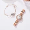 Montres-bracelets Bracelet montres ensemble pour femmes mode géométrique Bracelet Quartz horloge dames montre-bracelet