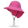 Chapeaux à large bord Chapeau de seau extérieur pour bébé Chapeau de soleil en maille de couleur unie pour enfants avec mentonnière pour garçons filles