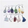 Charm Irregar Brut Ore Pierre Naturelle Charmes Boucles D'oreilles Fluorite Améthystes Quartz Cristal Agates Crochet En Acier Inoxydable Goutte Deli Dhgarden Dhimc