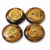 Pendant Necklaces Natural Stone Divination Engraved Round Carved Polished Palm Aura Crystal Healing Raw Jewelry