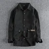 Herrjackor 2023 Stereo Pocket Tooling Långärmade herrar Lätt lösa höst- och vinterfast färg Fashion Shirt Coat 1285