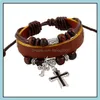 Bracelets de charme Mtilayer Bracelet Bracelet Bijoux Infinity Cuir Wrap Femmes Hommes Jésus Croix Drop Livraison Dhfaa