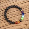 Kaliwowe 8 mm Lava Stone 7 Chakra Strand Bransoletka DIY Aromaterape Essily Olejki dyfuzyjne Bransoletki dla kobiet mężczyzn joga Buddha e dhgarden dh3d6