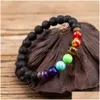 Beaded 8Mm Lava Stone Reiki Seven Chakra Strand Bracelet Diy Aromatherapy Essential Oil Diffuser Bracelets For Women Men Yog Dhgarden Dhwh8