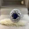 Кластерные кольца 18K золото 1.055CT Natural Sapphire Women Кольцо с 0,376CT Diamond Matend 2023