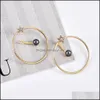 Dangle Chandelier Trendy Simated Pearl Hoop Earrings For Women Personality Circle Shape Star Hanging Crystal Earings Jewelry Gifts Otkob