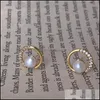 Stud Trendy Round Exquisite Pearl CSHaped Simple Oorrings For Women Fashion Crystal Jewelry 1809 T2 Drop Delivery DH0Y6