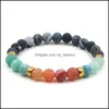 Charm Bracelets Stone Chakra Bracelet Weathering Agate Healing Men Women Jewelry Elastic Bead Drop Delivery Dhg8J