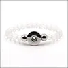 Bracelets porte-bonheur Pretty Fit Snap Button Bijoux Femmes Hommes Bracelet Élastique Noir Lave Turquoise Oeil de Tigre Pierre Naturelle Perle Goutte Deli Dhnpi