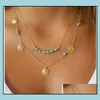 Hanger kettingen mooie choker collier boho pearls diamanten ketting mtilayer voor vrouwen mannen bar gelaagde kwast metaal goud druppel levering dhtnj