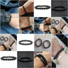 Beaded 8mm vulkaniska stenpärlor Strand Armband Black Lava Men Armband Punk Bangle For Women Drop Delivery Jewelry Dhgarden Dhykt