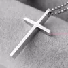 Pendant Necklaces Fashion Men's Simple Design Cross Necklace 3 Sizes Wholesale Stainless Steel Rope Chain