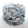 Strand MOODPC Bracelets d'énergie de mode Belles femmes bleues Bracelet Set Verre Cristal Pave