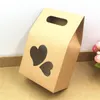 Gift Wrap 10Pcs Kraft Paper Food Bag Double Heart With Handle Craft Packaging PVC Window For Storing Dried Small Candy