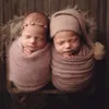 Blankets Swaddling Soft Baby Po Wraps With Hat 2pcs Sets born Boys Girls Pography Swaddle Blanket Infant Picture Props Accessories 230202