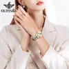 Armbandsur lyxiga kvinnors armbandsur safir vattentät lysande skelett automatiska eleganta damer titta armband halsband setwristwa
