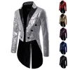 Men's Suits Blazers Shiny Gold Sequins Glitter Men's Tailcoat Suit Jacket Male Double Breasted Wedding Groom Tuxedo Men's Blazer Party Stage Costume 230202