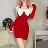 Casual Dresses 2023 Retro Christmas Sweet Girl Women Dress Red High Street Sexy Travel Outing Women's And Cute