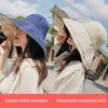 Wide Brim Hats Double-sided Foldable Bucket Hat For Women Girls Summer Sun Fisherman Visor Cap Anti-UV Sunscreen Cotton CapsWide Wend22