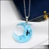 Pendant Necklaces Creative And Exquisite With Luminous Bird Eagle Sky Necklace White Cloud Moon Resin Blue Jewelry Drop Delivery Pend Dhrxg