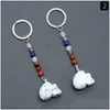 Keychains Lanyards Skeleton Skl Shape Statue Key Rings 7 Colors Chakra Beads Chains Stone Charms Healing Crystal Keyrings Dhgarden Dhwdc