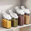 Bouteilles de stockage Récipients de céréales en plastique Cuisine Alimentaire Grain Réservoir de riz Bocal scellé étanche à l'humidité avec organisateurs de maison de mesure