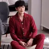 Erkek Kırmızı Ekose Erkekler İlkbahar Yaz Pamuk Pama Setleri Sıradan Erkek Pijama Süper Kaliteli Nefes Alabilir Konforlu Sktarwear
