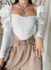 Zbiorniki damskie Camis sylcue elegancka romantyczna nieregularna corset kobiety stylowe puff rękawy wakacyjny uprawa top chuda swoboda streetwear żeńska y2302