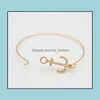 Bracelets de charme Charms banhados a ouro Anchor Bracelet Friend Gift Drop Delivery J￳ias Dhpah