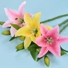 Dekorativa blommor 2st 41 cm Lily Artificial Bouquet Pink Silk Valentines Day Gifts Diy Home Wedding Party Decoration Fake Flower