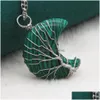 Подвесные ожерелья Moon Stone Natural Gemstone Wire стиль для девочек Удачи ювелирные изделия Любовь Желание Подарки доставка подвески Dhiqa