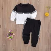 Zestawy odzieży lioraitiin 04years urodzony maluch dziecięcy chłopiec jesienny zestaw patchwork z długimi rękawami top spodnie 2pcs 3Styles strój 230202