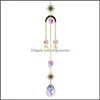 Decorative Objects Figurines Crystal Wind Chime Moon Sun Catcher Diamond Prisms Pendant Dream Rainbow Chaser Hanging Drop Home Gar Dhcx4