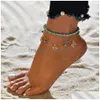 Anklets Bohemian Shell Heart Summer مجموعة للنساء سلحفاة أساور الكاحل الفتيات على سلسلة الساقين مجوهرات الإناث هدية إسقاط تسليم DHF4T