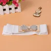 Bälten Fashion Bowknot Rhinestone spänne cinch bälte för kvinnor brett läder stretch elastisk korsett klänning midjeband dekoration tillbehör