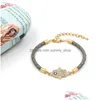 Charme Bracelets Bijoux De Mode Strass Mauvais Oeil Paume En Cuir Tissé Corde Bracelet Amoureux Yeux Bleus Ornements Drop Delivery Dhuza