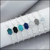 Charme Bracelets Résine Druzy Bracelet Hexagone Cristal Pierre Manchette Bracelet Or Sier Couleur Marque Bijoux Pour Femmes Cadeau En Gros Drop De Otm27