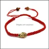 Brins de perles 3 pcs / lot perles bracelets corde rouge corde tressée bracelet hommes perle bouddha oeil de tigre noir pierre naturelle en gros Otbjg