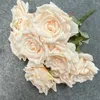 Decorative Flowers 1 Bouquet Great Artificial Rose Brushed Fabric Simulated Flower No Watering Scene Layout 9 Head