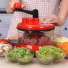 Fruit Vegetable Tools Multifunction Cutter Manual Meat Grinder Household Chopper Machine Mincer 6 Kinds of Blades Switch with Drain Basket 230201