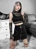 Serbatoi da donna Camis Goth Dark Skull Fishnet Mall Gothic Canotte da donna Grunge Estetica Punk Nero Crop Top con guanto E-girl Emo Gilet alternativi Y2302