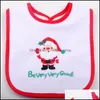 Other Household Sundries Baby Bibs Mti Styles Waterproof Christmas Cute Cartoon Embroidered Toddler Saliva Towel Infant Feeding Burp Dhptv