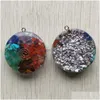 Charms harts retro reiki helande chips sten naturliga 7 chakras orgone energi runda hängen grossist droppleverans smycken dhgarden dhqyv