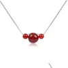 Ожерелья с бисером 3 круглые каменные подвесные ожерелье для мыши в стиле Gemstone Crystal Quartz Bead Andants с цепи коробки для женщин -ювелирных изделий D DHV7U