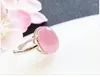 Cluster Rings Trendy Silver Color Synthetic Ross Quartz Crystal Pink Opal Ring Oval Jewelry Wholesale For Women Drop